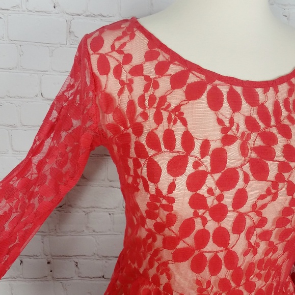 Free People Lace A-line Dress  | Red - Picture 5 of 8